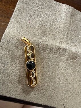 Awe Moon Phase Necklace Charm 14k Gold Vermeil Tigers Eye